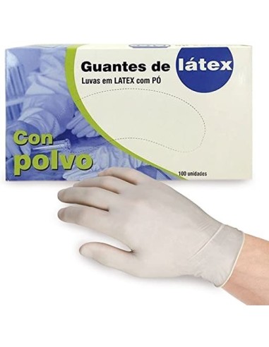 GUANTES DE LATEX T/M SIN POLVO 100UDS